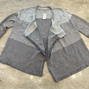 NEW Lou & Grey Waterfall Cardigan | Grey Colorblock | NWT | Cotton Knit | Small